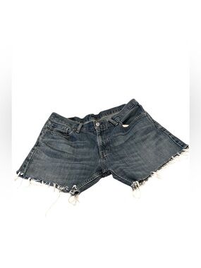 Levis 514 Distressed Cut Off Blue Denim Jean Shorts Jorts Sz 34